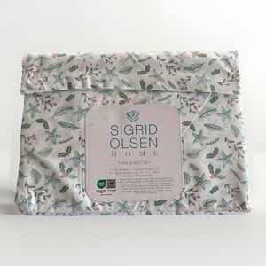 Sigrid Olsen TWIN Starfish & Holly Pastel Sheet Set 3pc Beach Christmas AquaPink